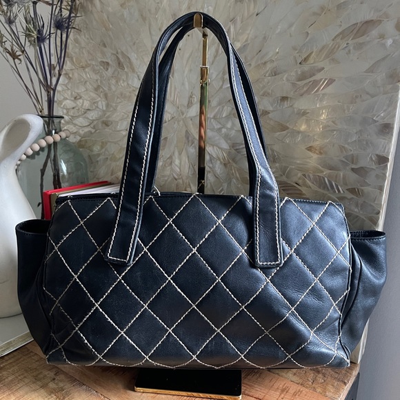 CHANEL Wild Stitch Calfskin Leather Tote Bag Handbag - Picture 2 of 12